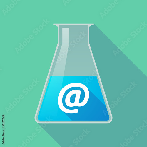 Long shadow chemical test tube flask with an at sign