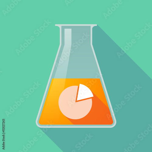 Long shadow chemical test tube flask with a pie chart