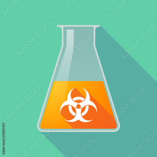 Long shadow chemical test tube flask with a biohazard sign