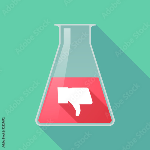 Long shadow chemical test tube flask with a thumb down hand