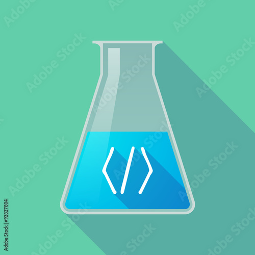 Long shadow chemical test tube flask with a code sign