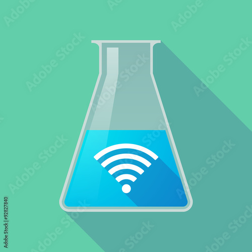 Long shadow chemical test tube flask with a radio signal sign
