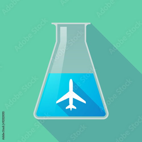 Long shadow chemical test tube flask with a plane