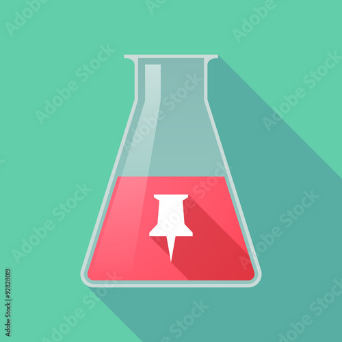 Long shadow chemical test tube flask with a push pin