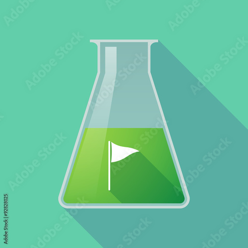 Long shadow chemical test tube flask with a golf flag