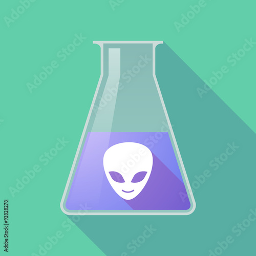 Long shadow chemical test tube flask with an alien face