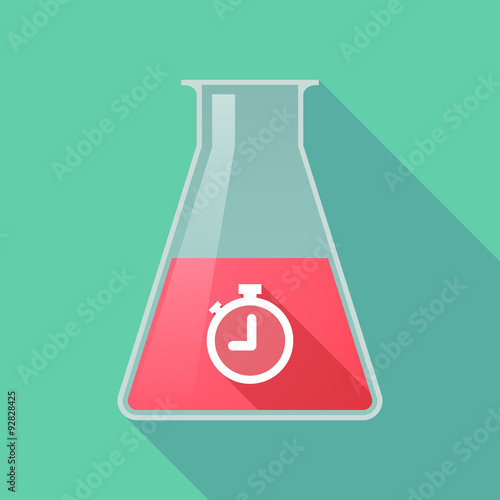 Long shadow chemical test tube flask with a timer