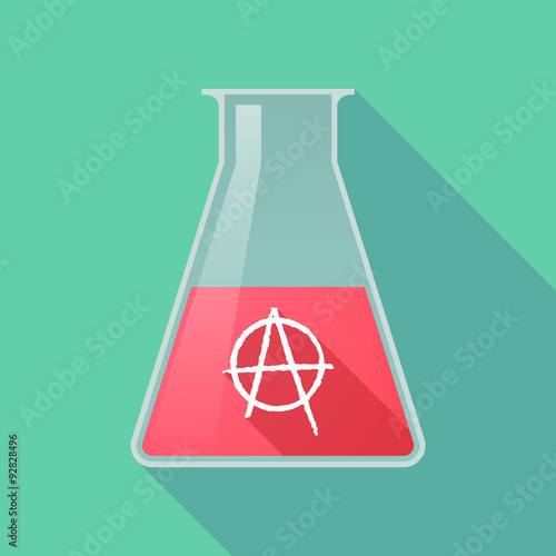 Long shadow chemical test tube flask with an anarchy sign