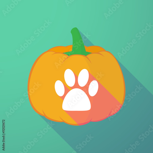 long shadow halloween pumpkin with an animal footprint