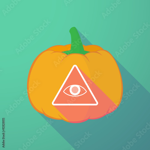long shadow halloween pumpkin with an all seeing eye
