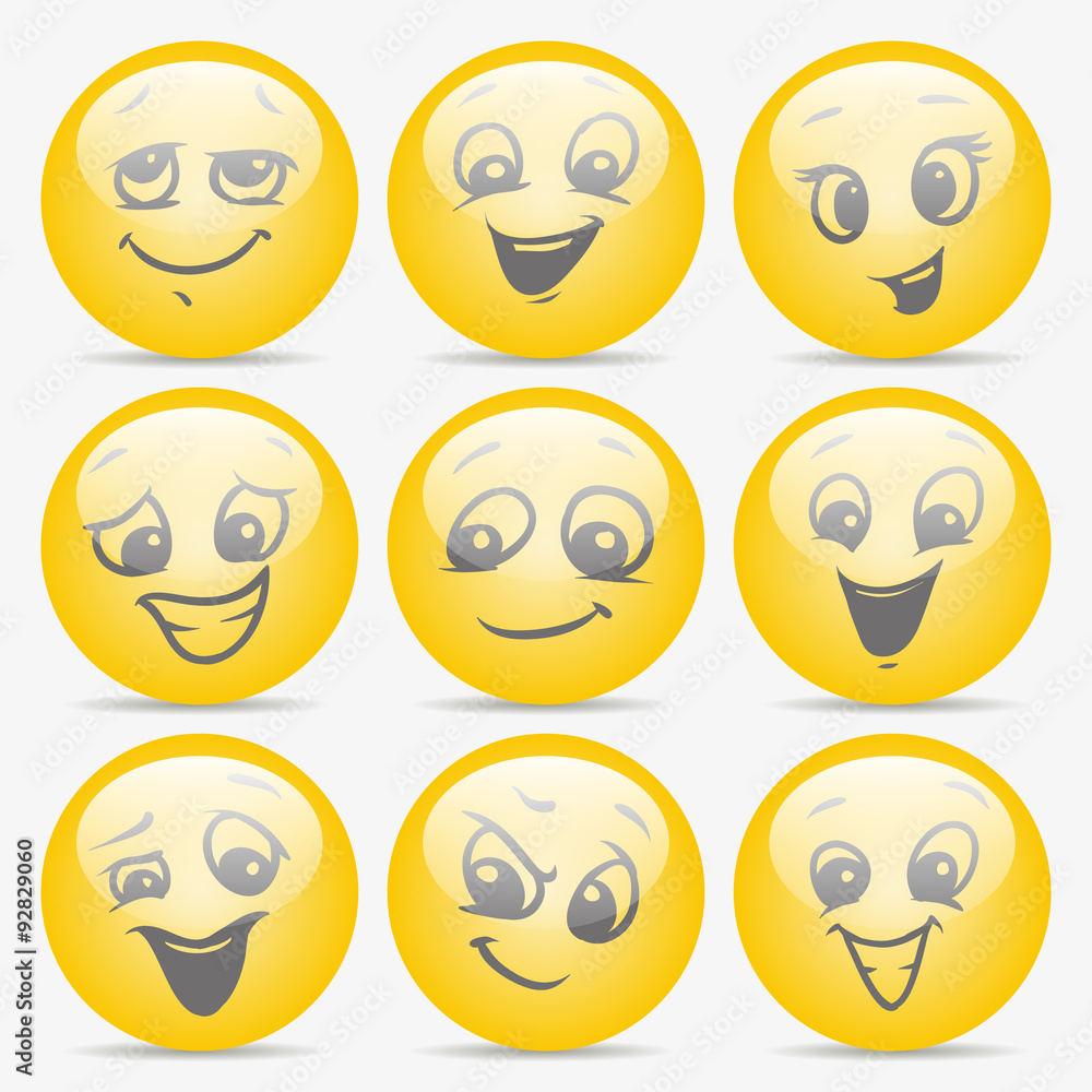 set of smiley faces expressing different feelings set of smiley faces expressing different feelings