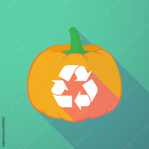 long shadow halloween pumpkin with a recycle sign