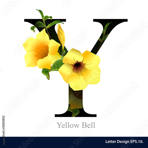 Letter Y  vector alphabet with Yellow Bell. ABC concept type as