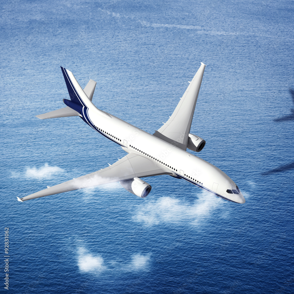 Fototapeta premium Airplane Skyline Horizon Flight Cloud Concept