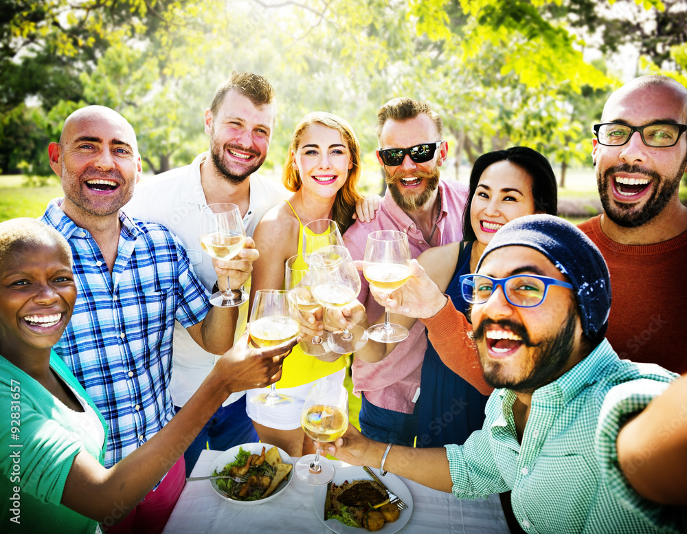 Obraz premium Diverse People Luncheon Outdoors Food Concept