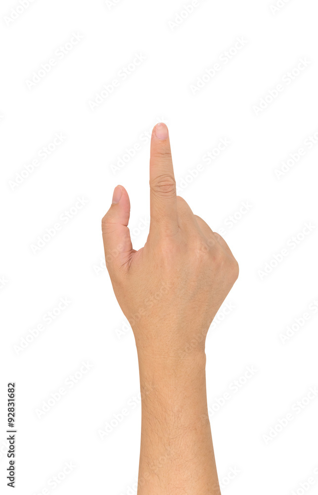 image of male hand use forefinger touching screen . image of male hand use forefinger touching screen .