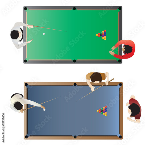 Billiard table top view for interior, vector illustration