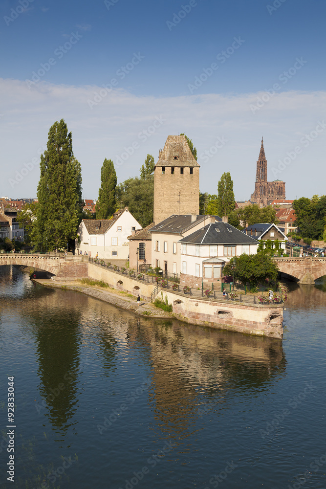 Covered bridge, in the petite france, Strasbourg, Bas-Rhin, Alsa