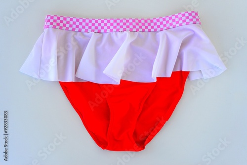 Red skirt panties on white background