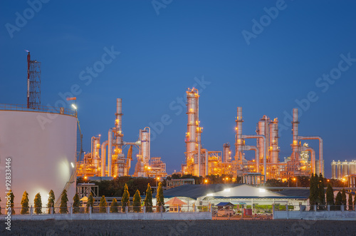 Petrochemical plant  Oil and gas refinery at night sky