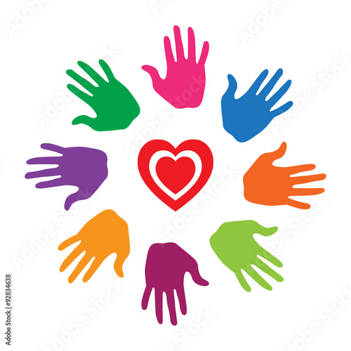 Colorful hands and heart