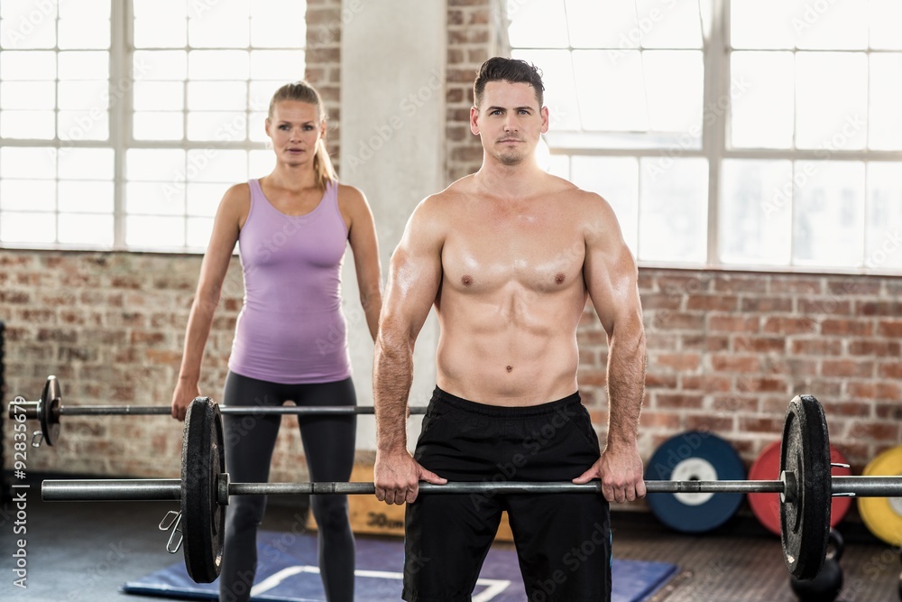 Fototapeta premium Two fit people working out 