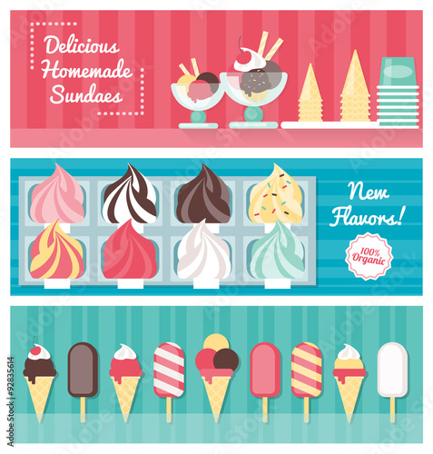 Ice cream banner set