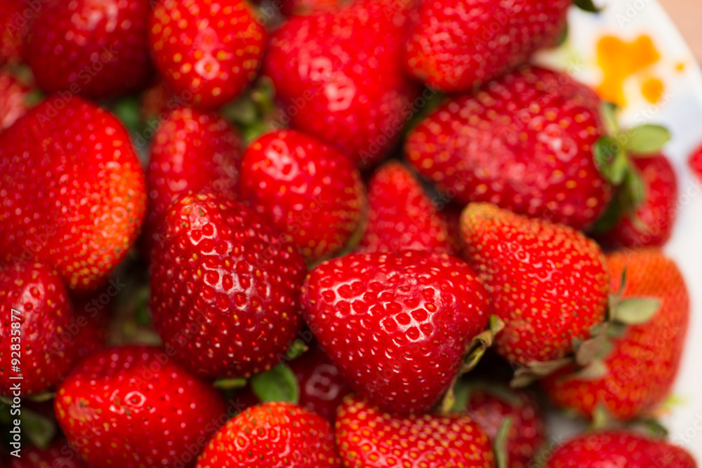 Strawberries arranged on the display Strawberries arranged on the display