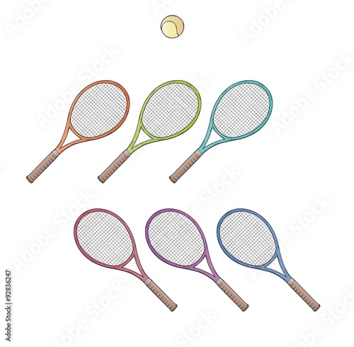 tennis rackets and ball
