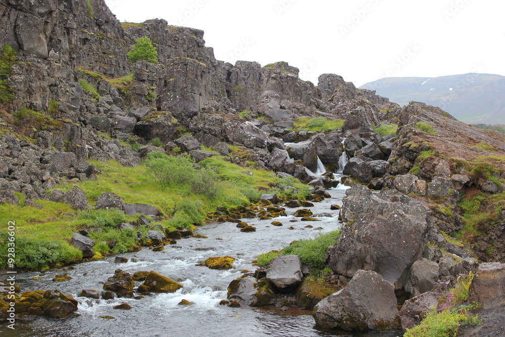 Fluss im berühmten Nationalpark Thingvellir auf Island