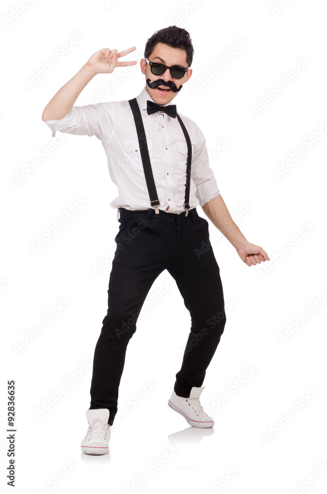 Young man with moustache isolated on white Young man with moustache isolated on white