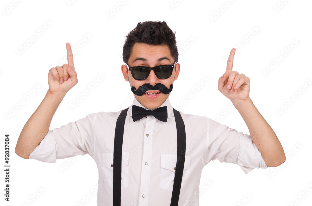 Young man with moustache isolated on white Young man with moustache isolated on white