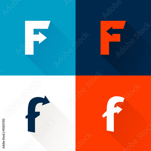 F letter with arrows set.