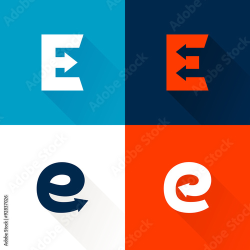 E letter with arrows set.