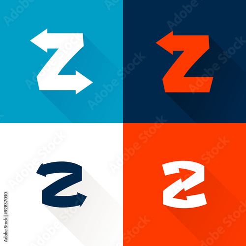 Z letter with arrows set.