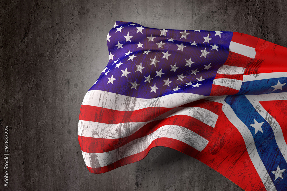 Obraz premium usa and confederate flag