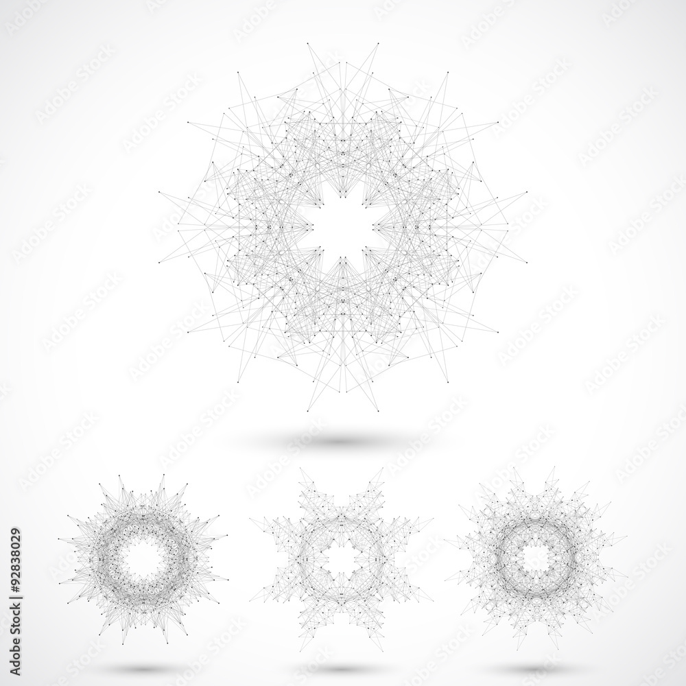 Obraz premium Geometric abstract form with connected lines and dots. Vector
