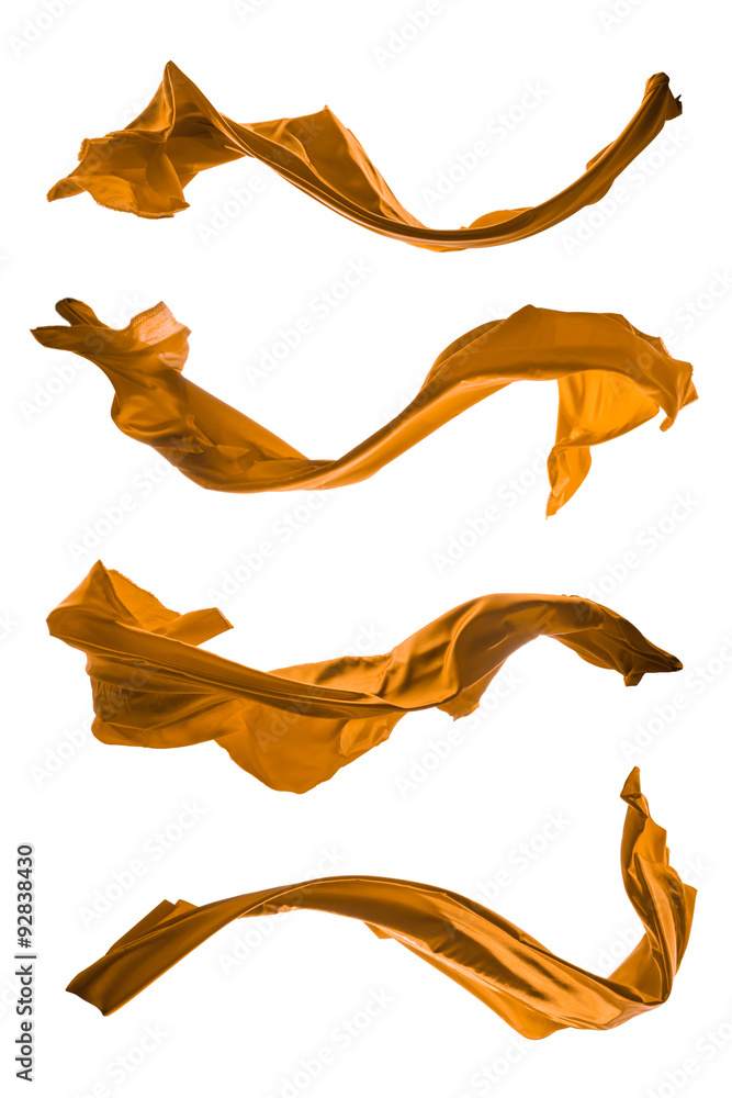 Fototapeta premium Isolated shots of gold satin, isolated on white background