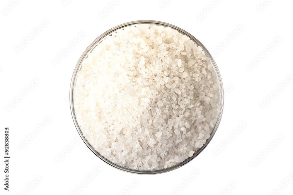 sea salt in a bowl on white isolated background sea salt in a bowl on white isolated background