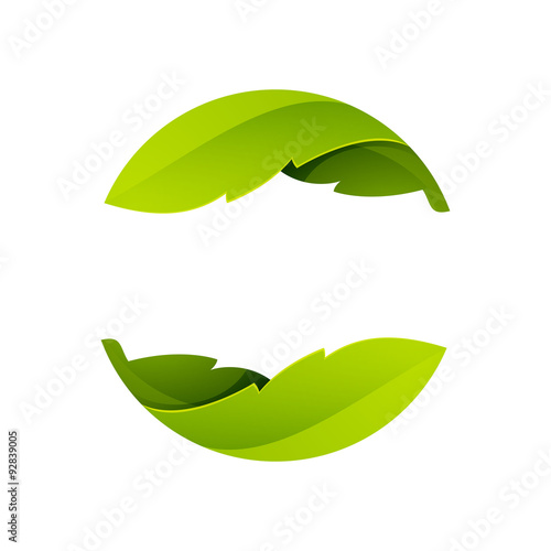 Abstract sphere green leaf logo