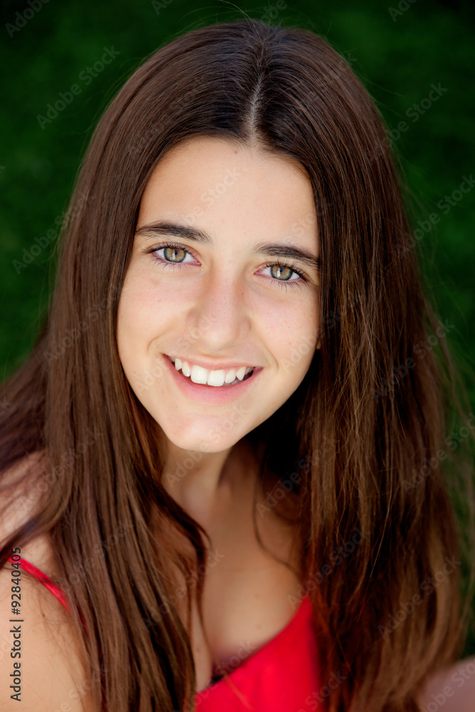 Nice girl twelve year old smiling Nice girl twelve year old smiling