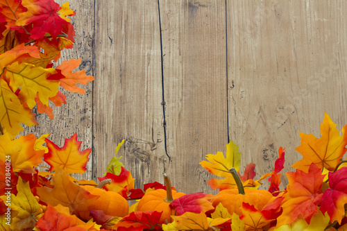 Autumn Leaves and Pumpkins Background