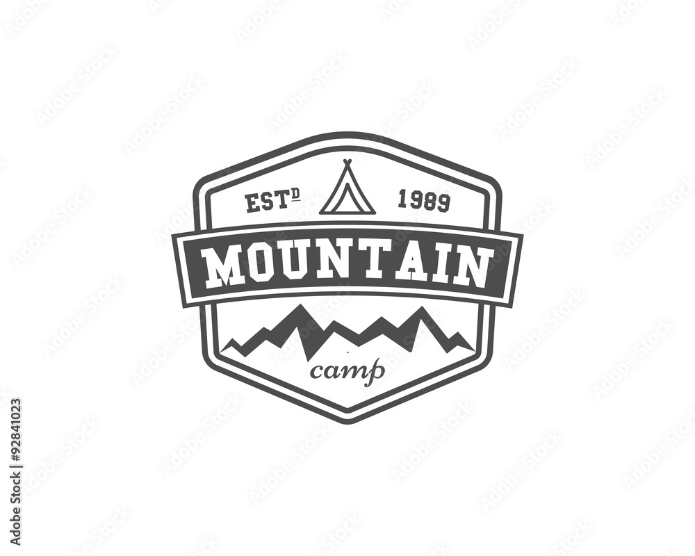 Retro mountain camping badge, outdoor logo, emblem and label Retro mountain camping badge, outdoor logo, emblem and label
