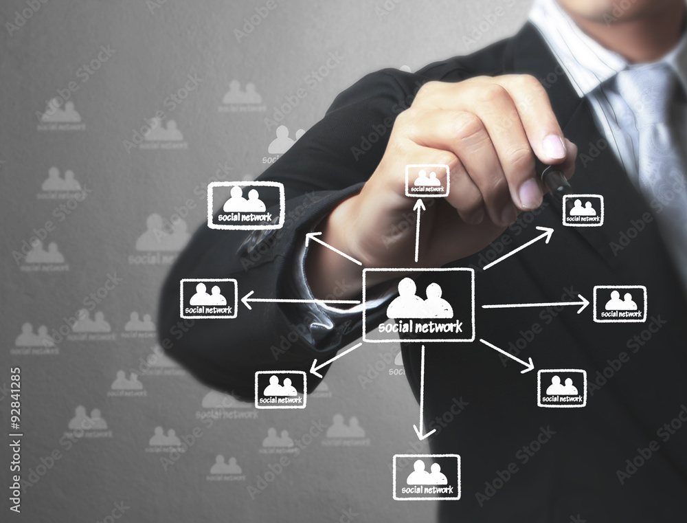 Fototapeta premium drawing social network structure