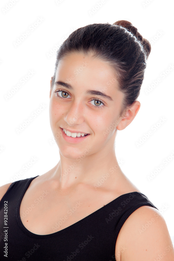 Casual teenager girl smiling looking up Casual teenager girl smiling looking up