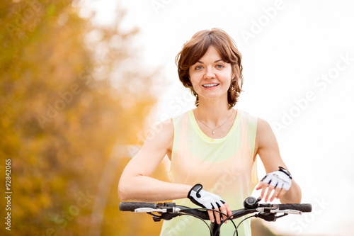 close up woman on bicycle