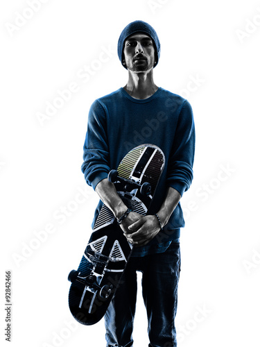 man skateboarder skateboarding portrait silhouette