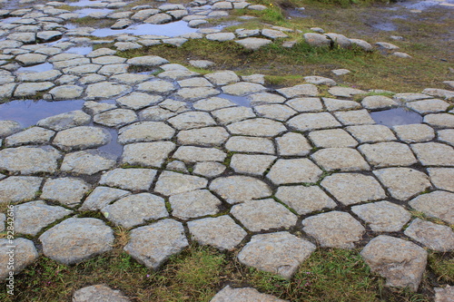 Die durch Gletscherschliff bearbeiteten Basaltsäulen von Kirkjugolf (Island)