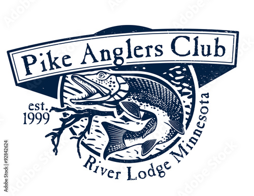Vintage trout fishing emblems, labels and design elements