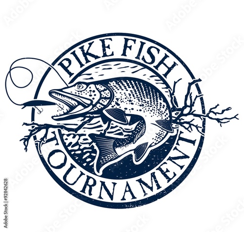 Vintage trout fishing emblems, labels and design elements
